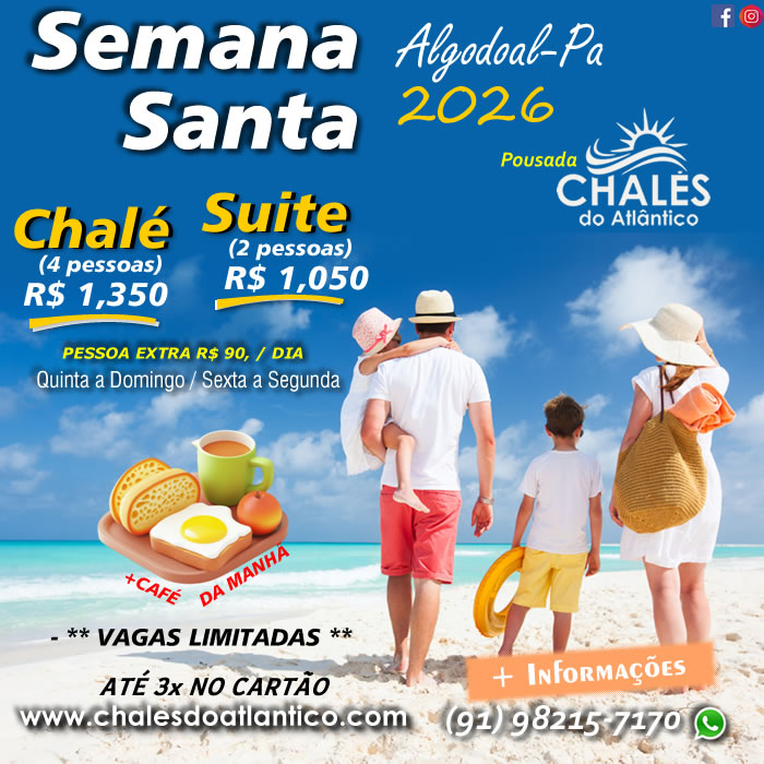 ** FERIADO CHEGANDO ** 

Pousada CHALÉS do ATLANTICO
Na ilha paradisíaca de Algodoal no Pará
Zap 91982157170
#pousadanapraia #FériasNaPraia#PraiaParadisiaca#DescanseNaPraia#SolEMar#RefugioPraiano#EscapePraiano#PousadaComVista#AmoAPraia#RelaxamentoNaPraia#PousadaTropical#CantoDoMar#VerãoEmFamilia#PousadaDoVerão#beachgetaway
